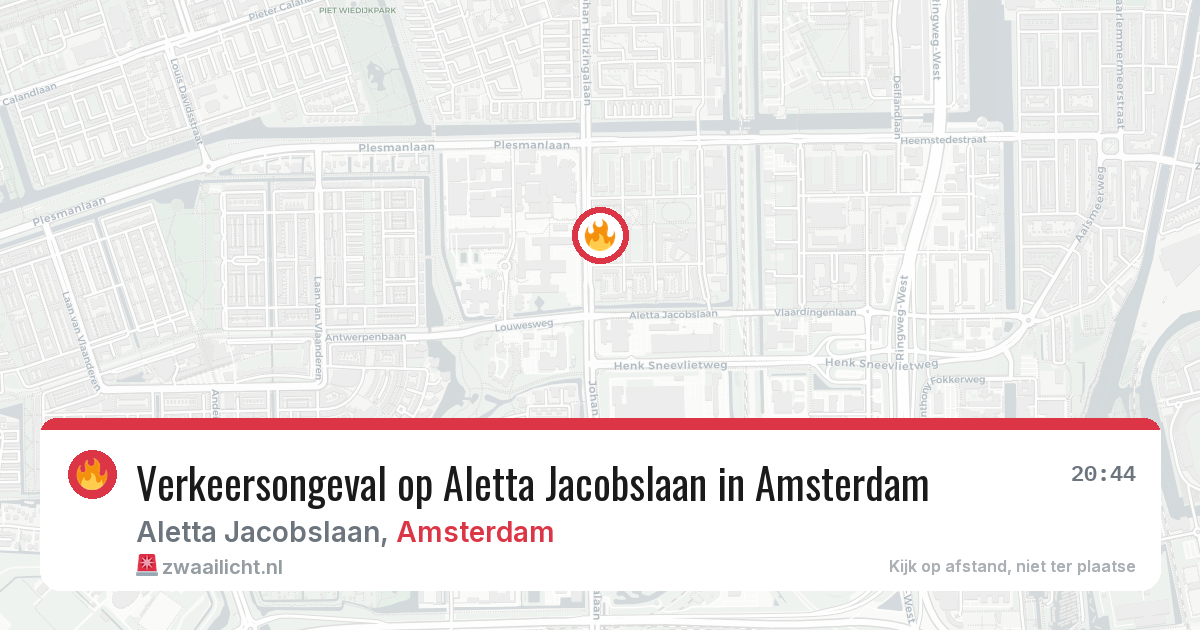 Verkeersongeval op Aletta Jacobslaan in Amsterdam — 13 jul 2026
