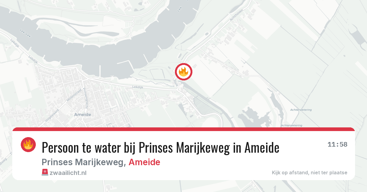 Persoon te water bij Prinses Marijkeweg in Ameide — 14 mrt 2026