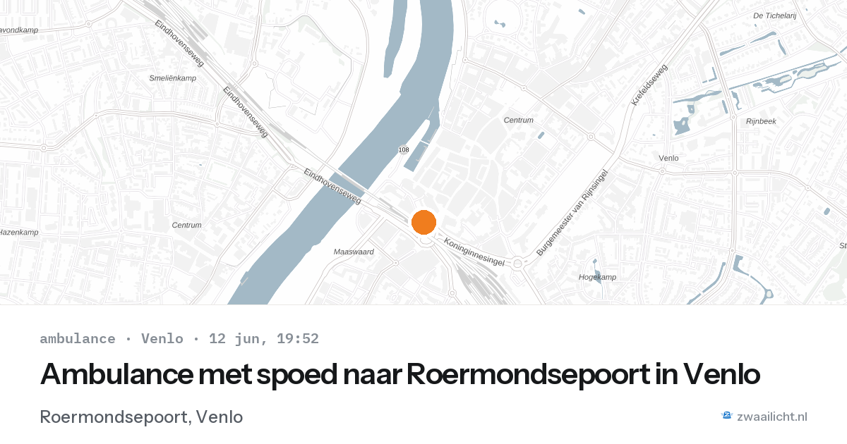 Ambulance met spoed naar Roermondsepoort in Venlo — 12 jun 2026
