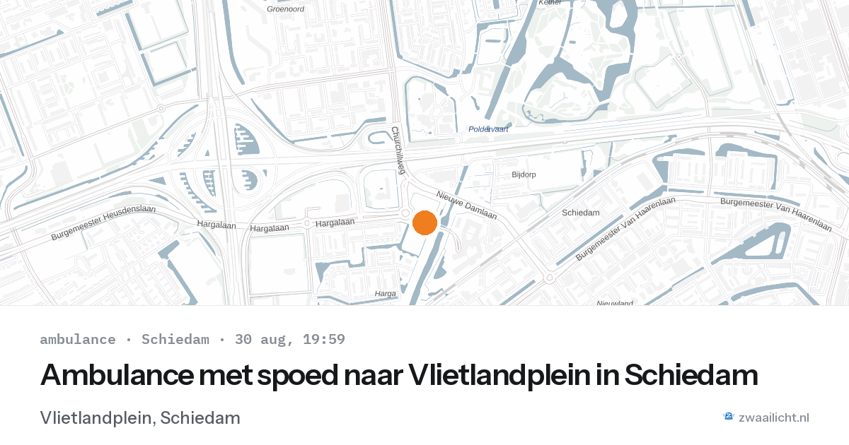 Ambulance met spoed naar Vlietlandplein in Schiedam — 30 aug 2026