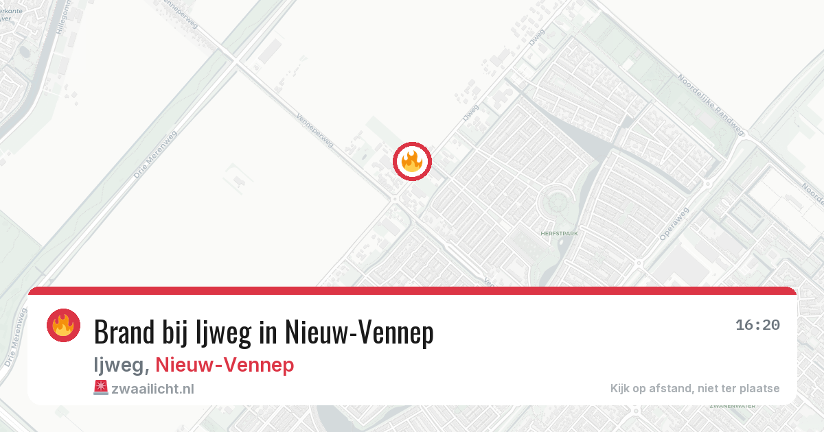 Brand bij Ijweg in Nieuw-Vennep — 14 mrt 2026
