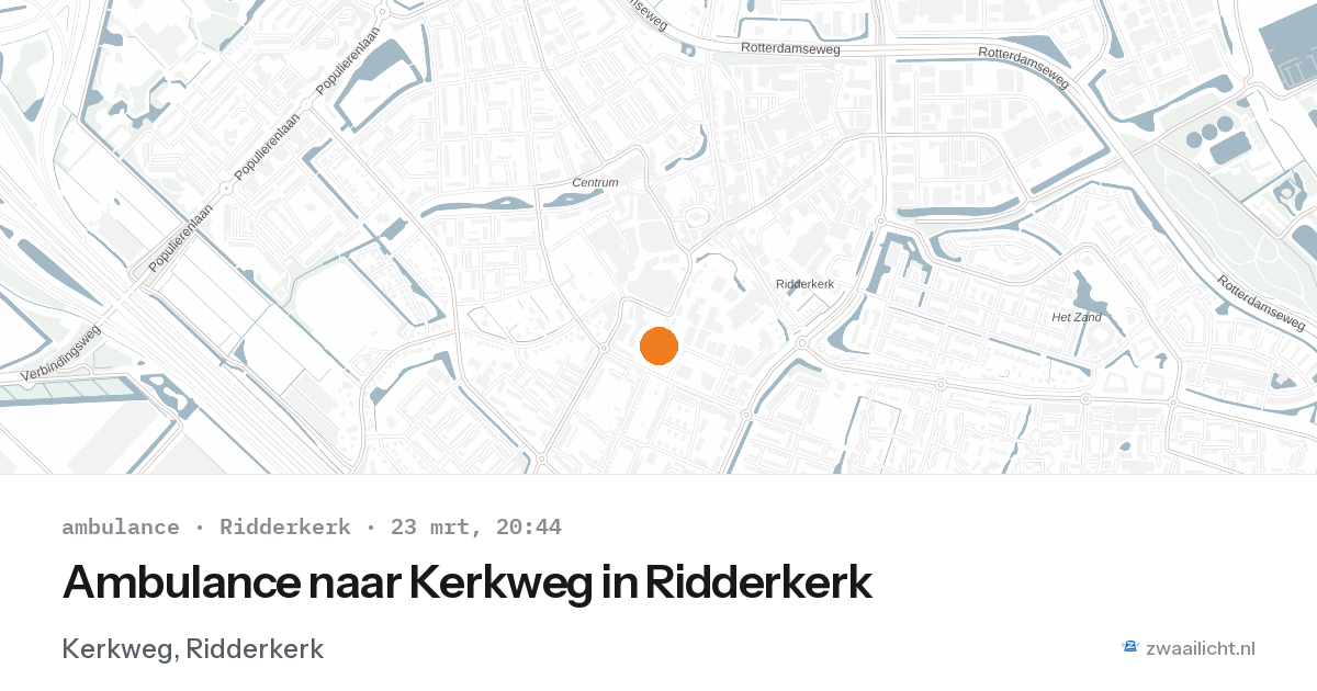 Ambulance naar Kerkweg in Ridderkerk — 23 mrt 2026