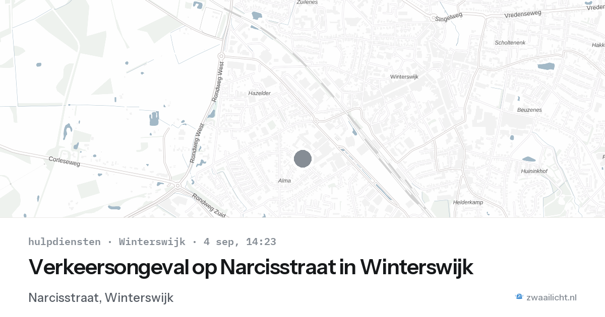 Verkeersongeval op Narcisstraat in Winterswijk — 4 sep 2026