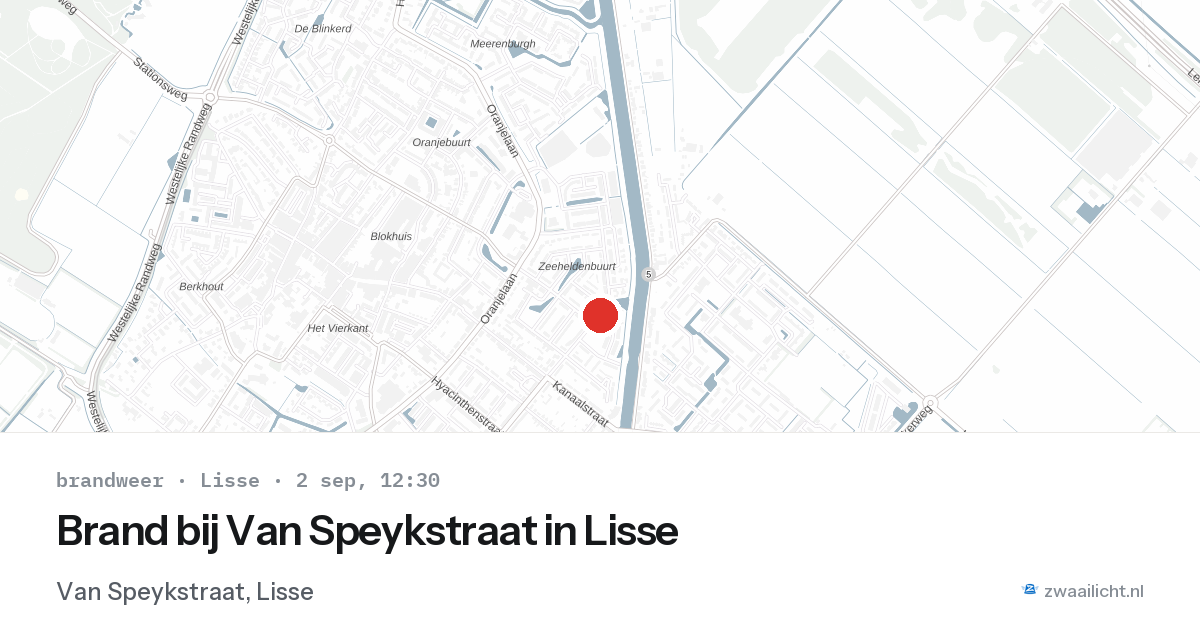 Brand bij Van Speykstraat in Lisse — 2 sep 2026