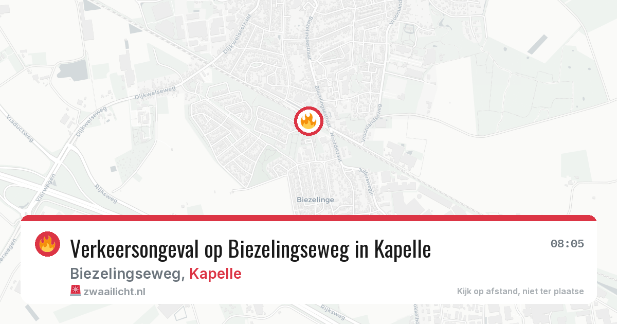 Verkeersongeval op Biezelingseweg in Kapelle — 9 jul 2026