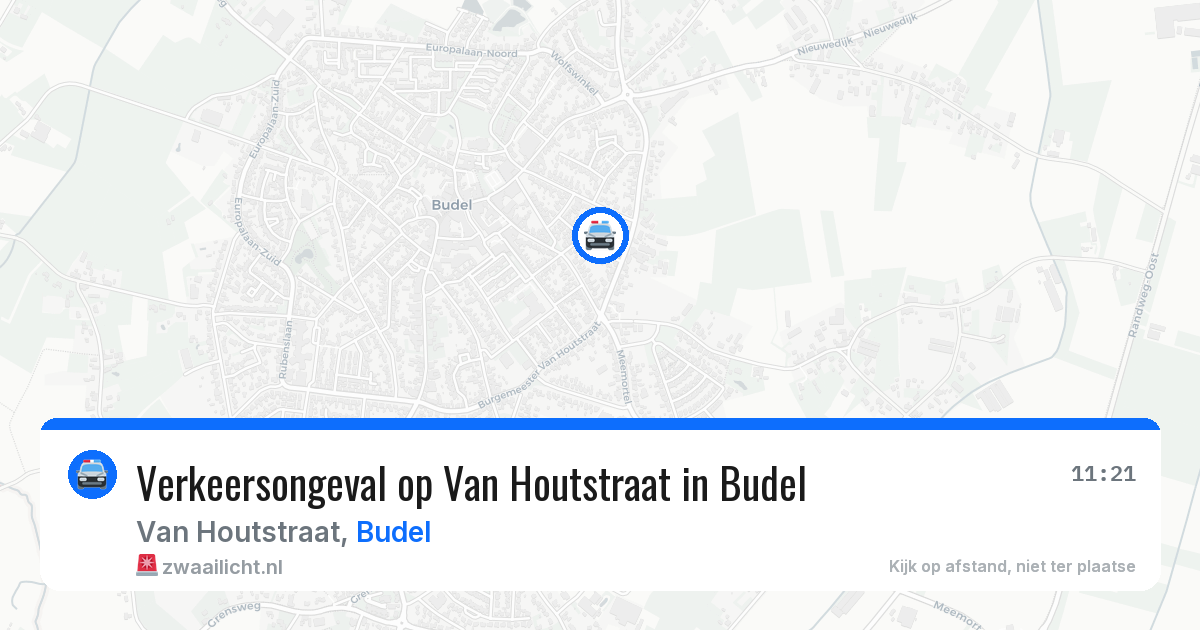 Verkeersongeval op Van Houtstraat in Budel — 21 jul 2026