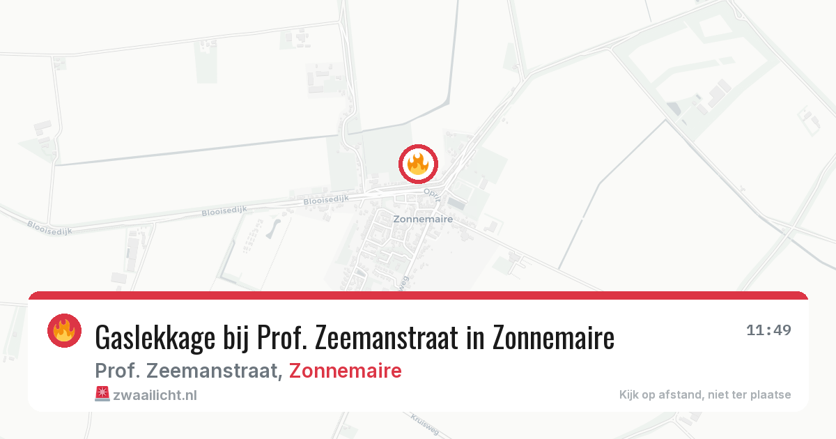 Gaslekkage bij Prof. Zeemanstraat in Zonnemaire — 15 jun 2026