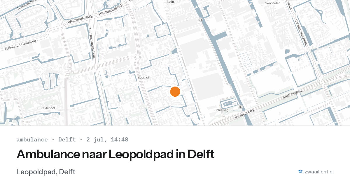 Ambulance naar Leopoldpad in Delft — 2 jul 2026