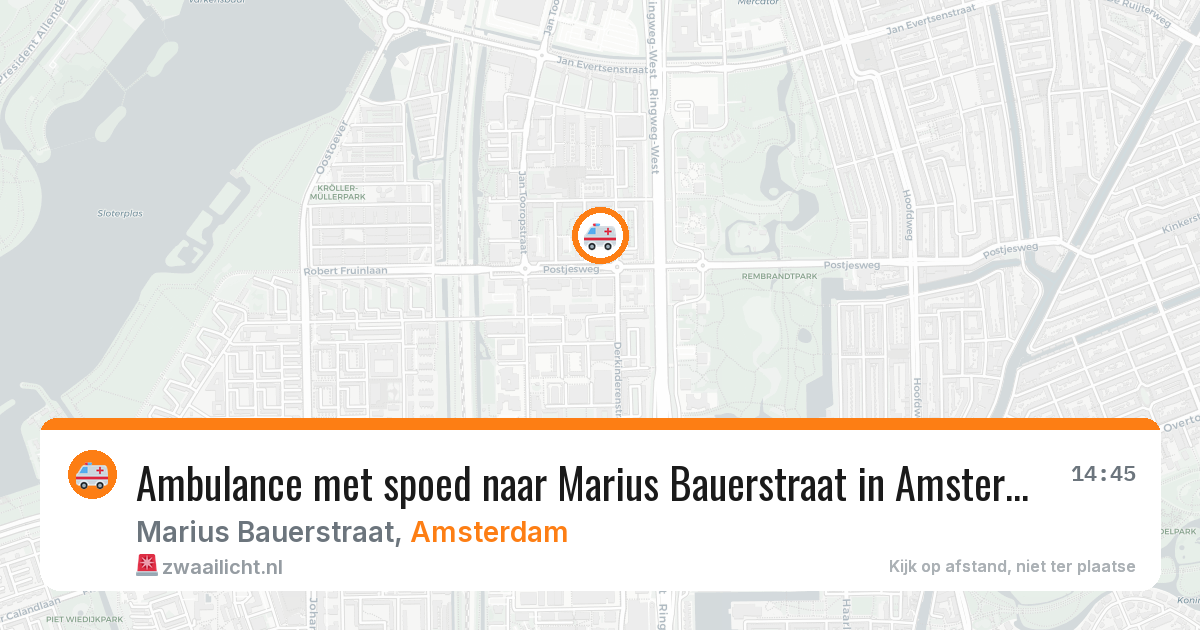Ambulance met spoed naar Marius Bauerstraat in Amsterdam — 22 jun 2026