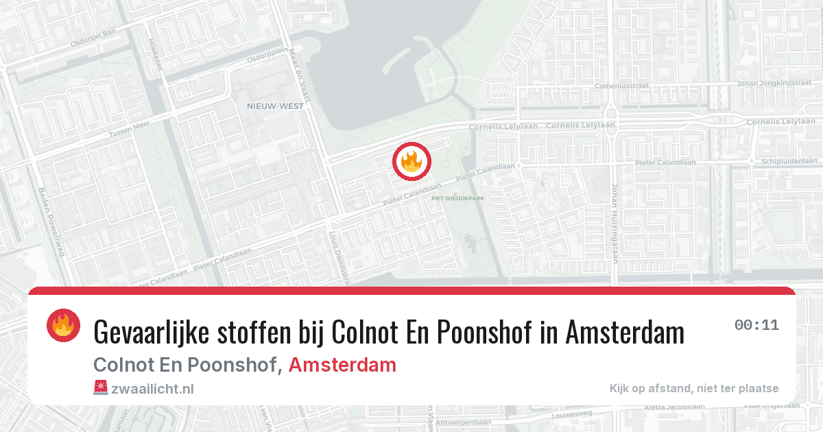 Gevaarlijke stoffen bij Colnot En Poonshof in Amsterdam — 17 mei 2026