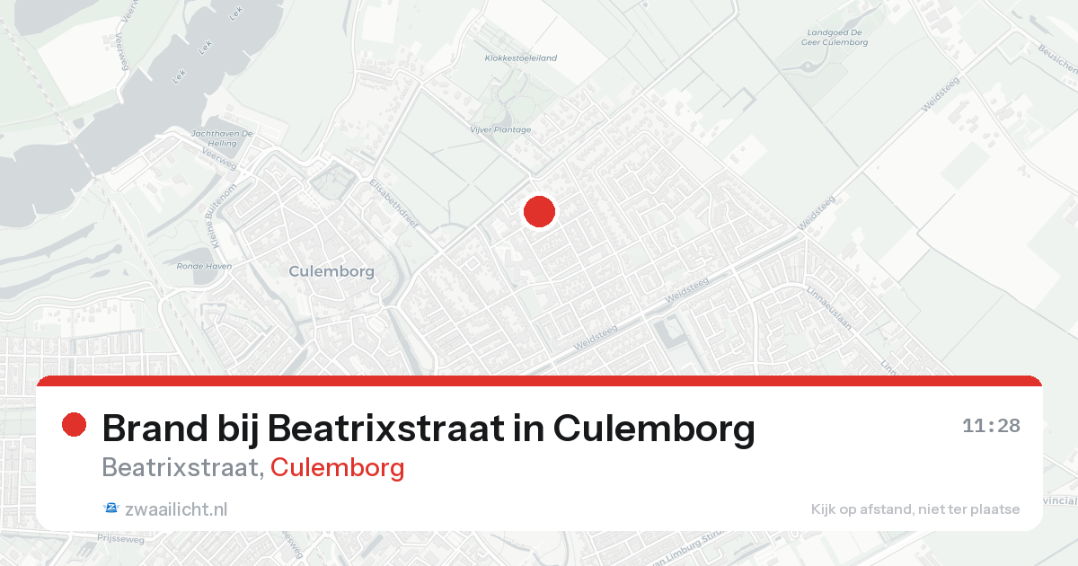 Brand bij Beatrixstraat in Culemborg — 25 aug 2026