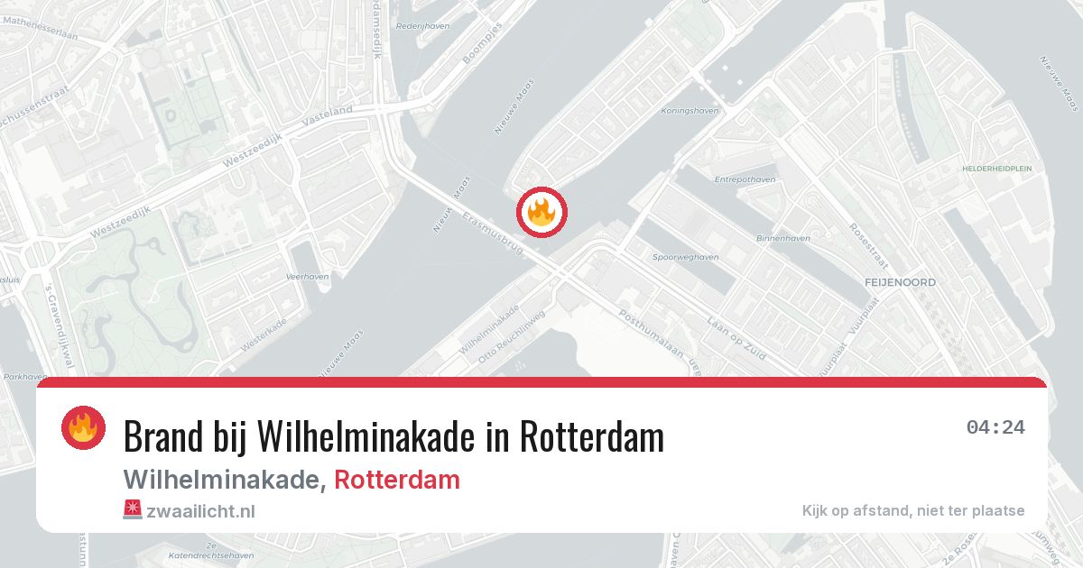 Brand bij Wilhelminakade in Rotterdam — 11 aug 2026