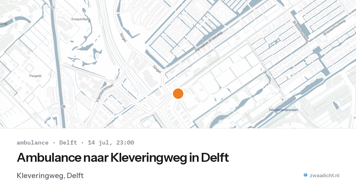 Ambulance naar Kleveringweg in Delft — 14 jul 2026