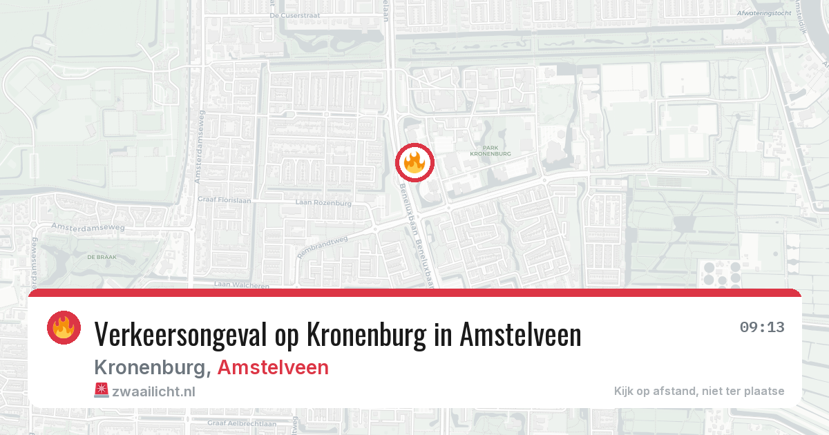 Verkeersongeval op Kronenburg in Amstelveen — 7 aug 2026