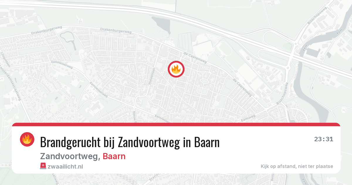 Brandgerucht bij Zandvoortweg in Baarn — 19 jun 2026