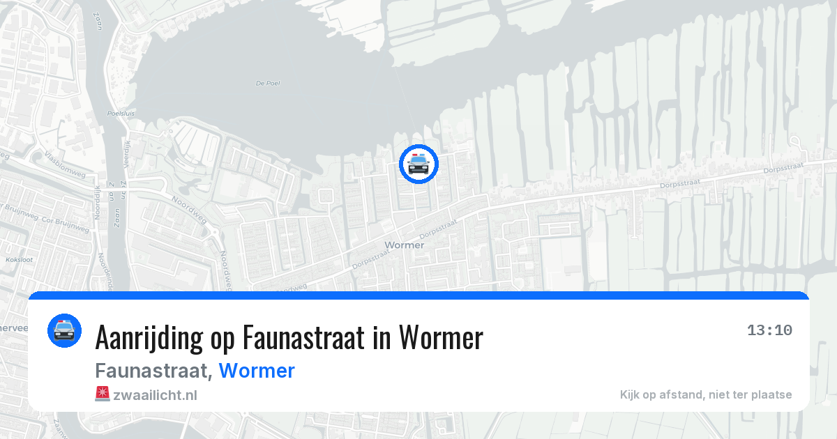 Aanrijding op Faunastraat in Wormer — 14 aug 2026