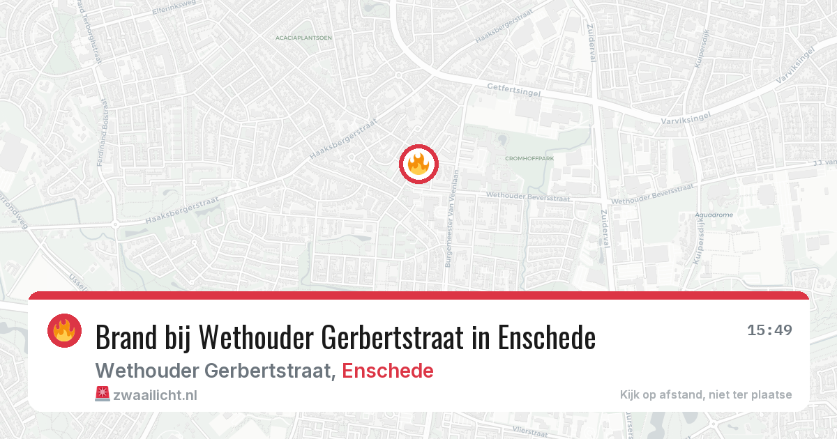 Brand bij Wethouder Gerbertstraat in Enschede — 28 jul 2026