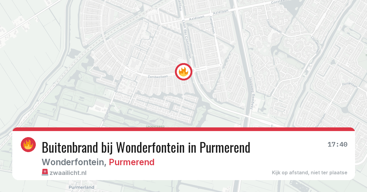 Buitenbrand bij Wonderfontein in Purmerend — 14 aug 2026