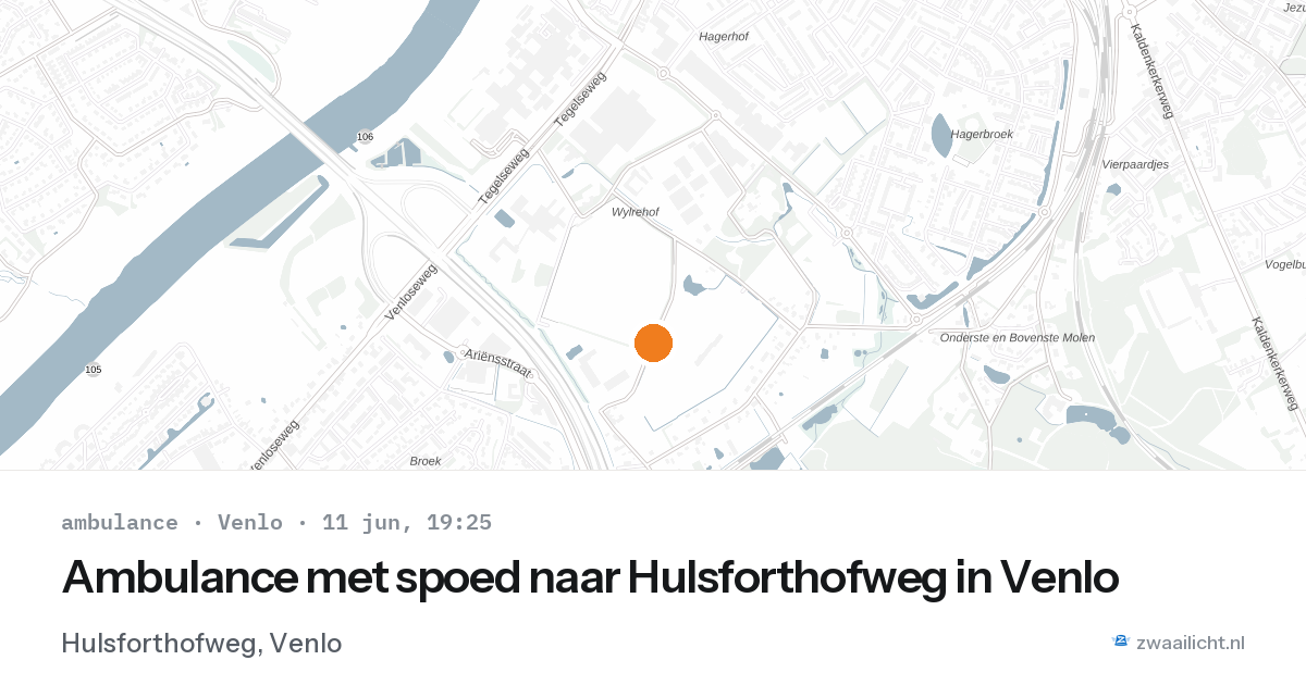 Ambulance met spoed naar Hulsforthofweg in Venlo — 11 jun 2026