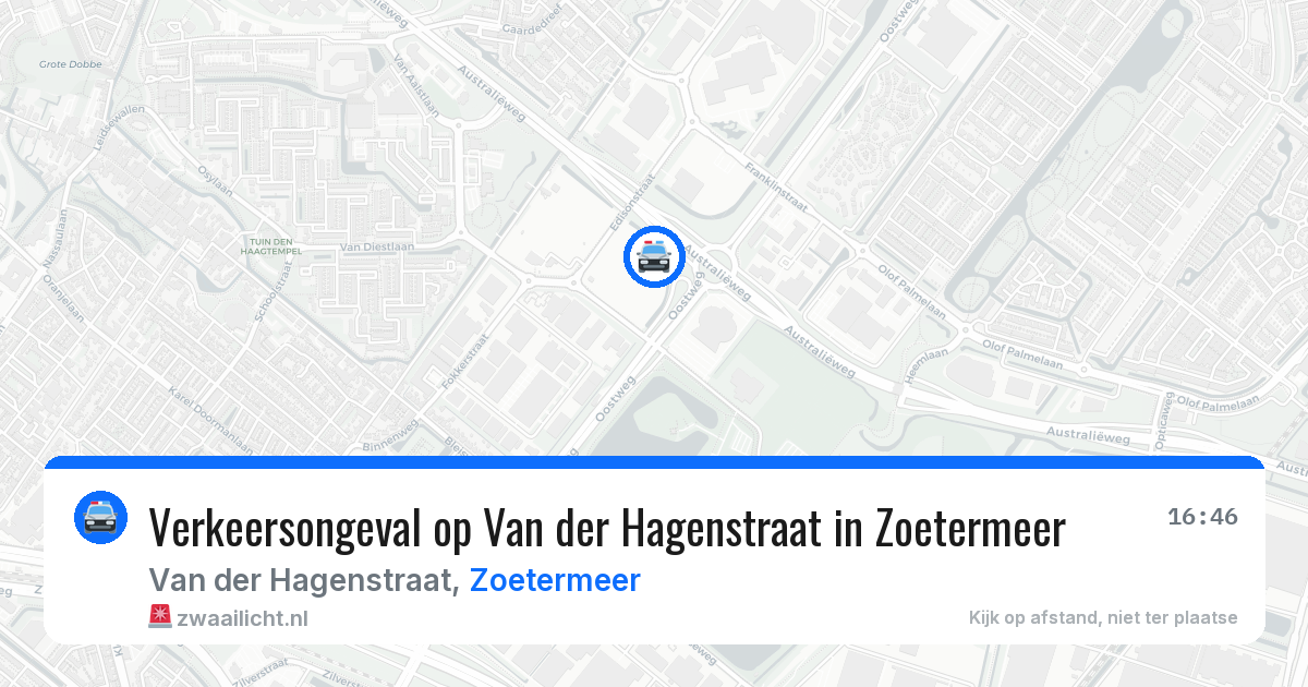 Verkeersongeval op Van der Hagenstraat in Zoetermeer — 16 apr 2026