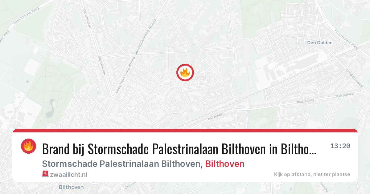 Brand bij Stormschade Palestrinalaan Bilthoven in Bilthoven — 4 jul 2026