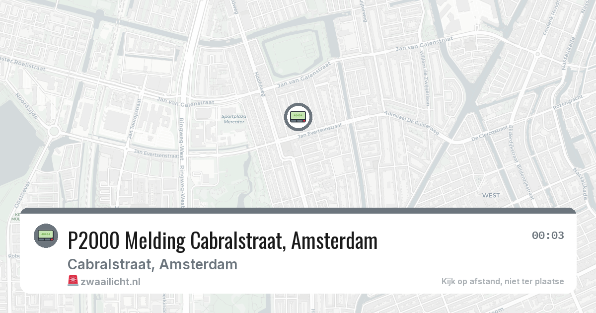P2000 Melding Cabralstraat, Amsterdam — 7 jul 2026