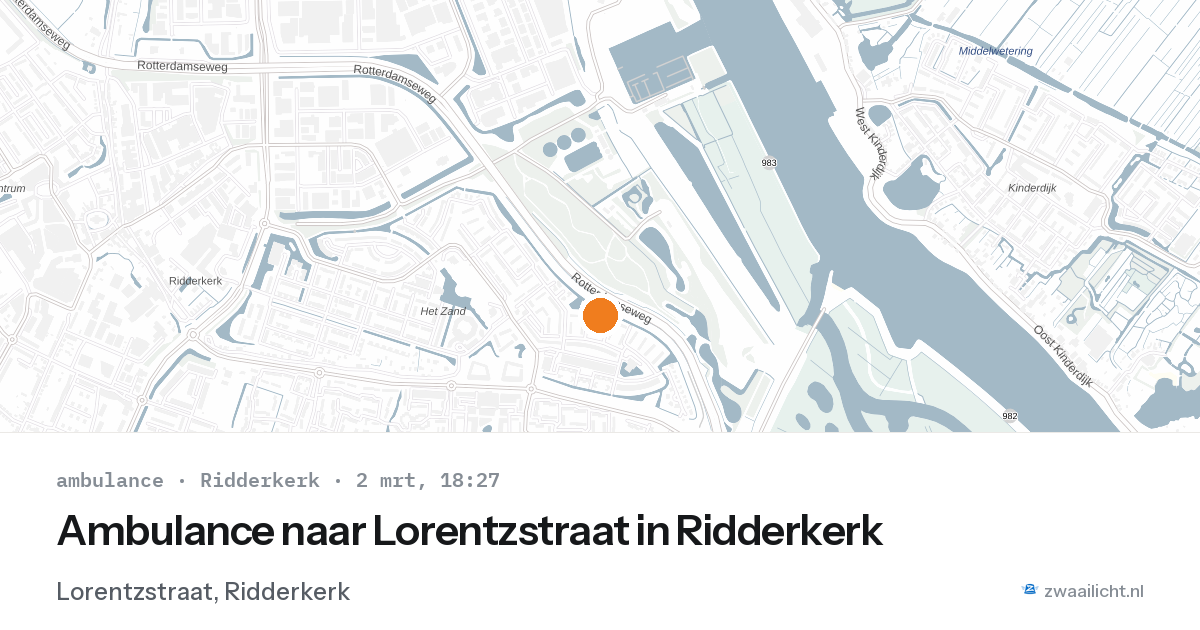 Ambulance naar Lorentzstraat in Ridderkerk — 2 mrt 2026