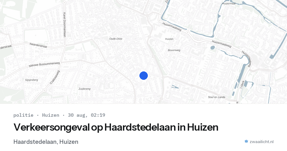 Verkeersongeval op Haardstedelaan in Huizen — 30 aug 2026