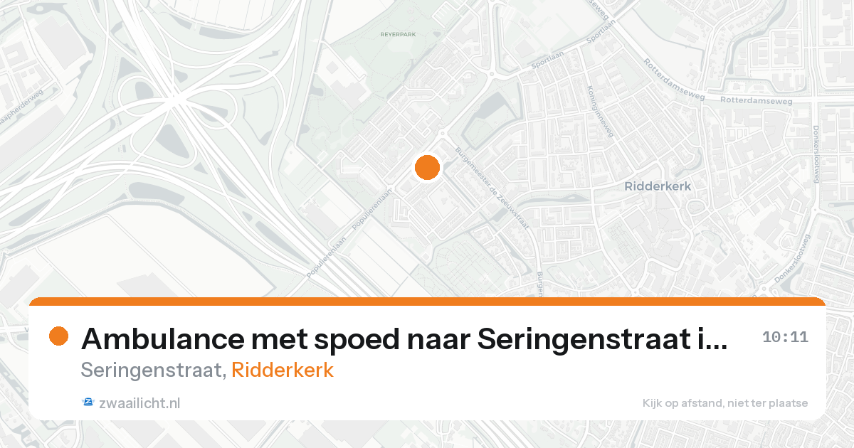 Ambulance met spoed naar Seringenstraat in Ridderkerk — 25 aug 2026
