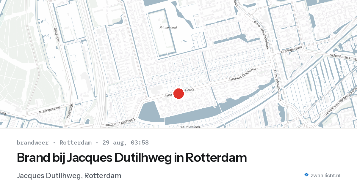 Brand bij Jacques Dutilhweg in Rotterdam — 29 aug 2026