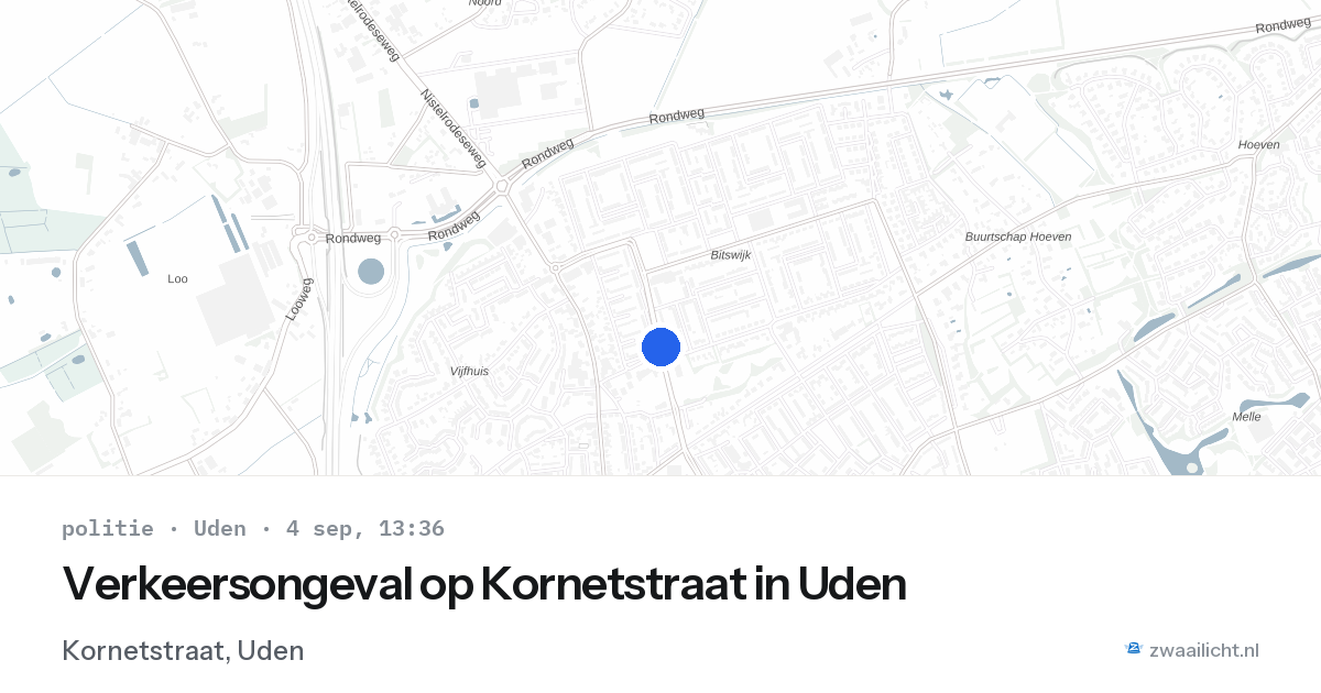 Verkeersongeval op Kornetstraat in Uden — 4 sep 2026