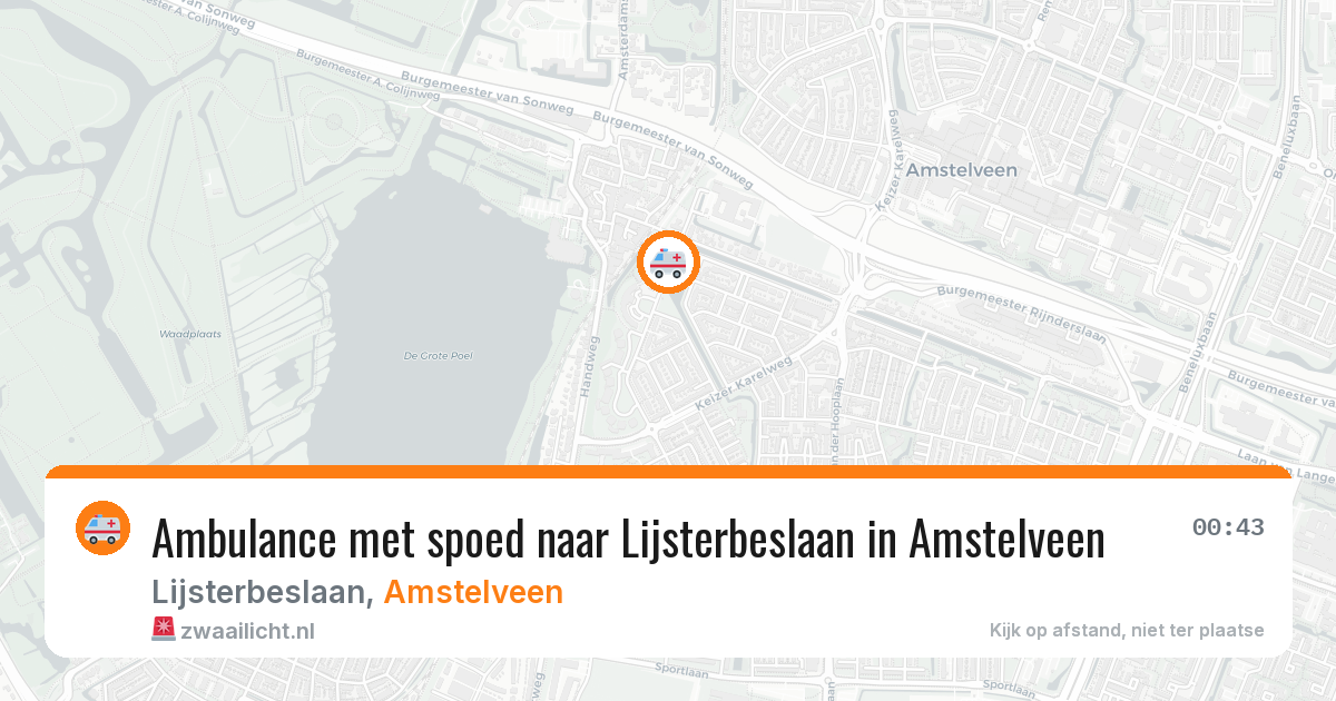 Ambulance met spoed naar Lijsterbeslaan in Amstelveen — 18 apr 2026