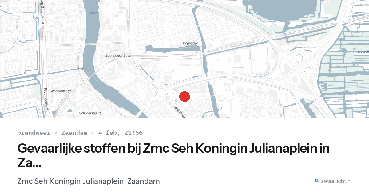 Gevaarlijke stoffen bij Zmc Seh Koningin Julianaplein in Zaandam — 4 feb 2026