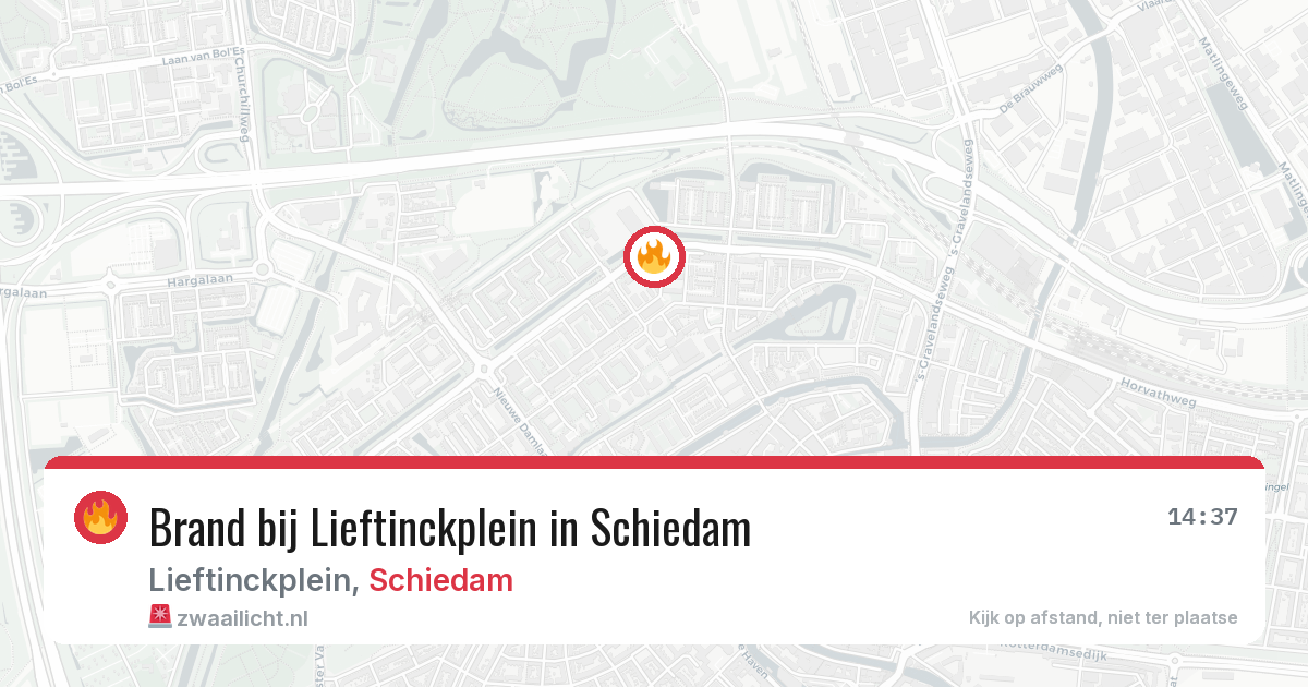 Brand bij Lieftinckplein in Schiedam — 24 mei 2026