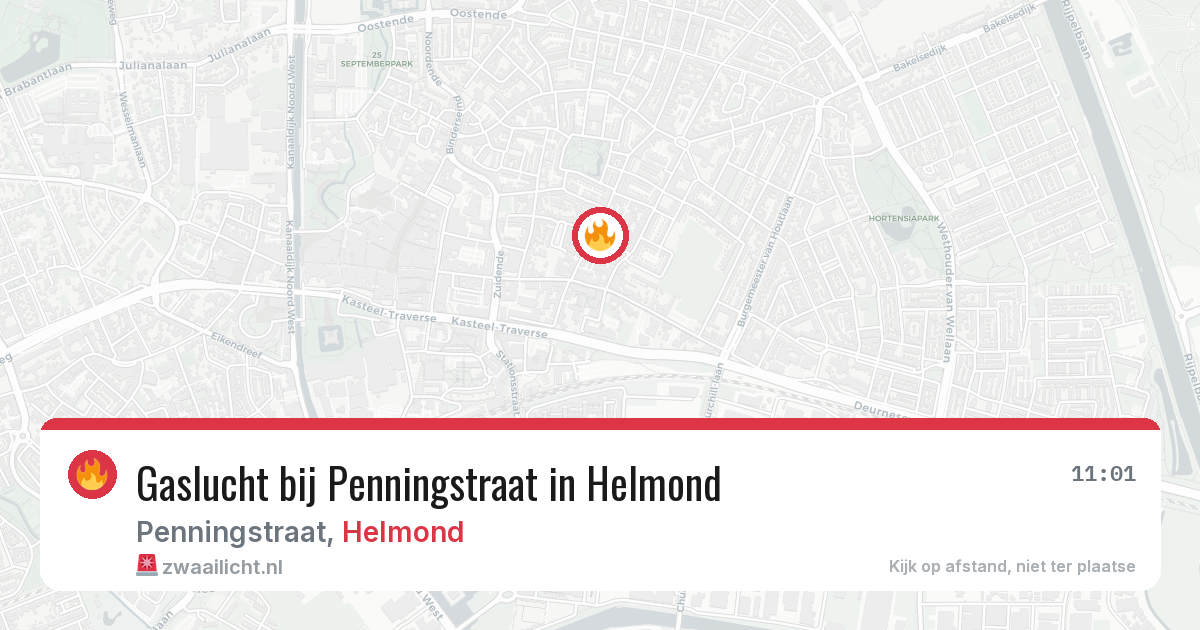 Gaslucht bij Penningstraat in Helmond — 24 jun 2026