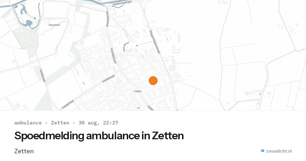 Spoedmelding ambulance in Zetten — 30 aug 2026