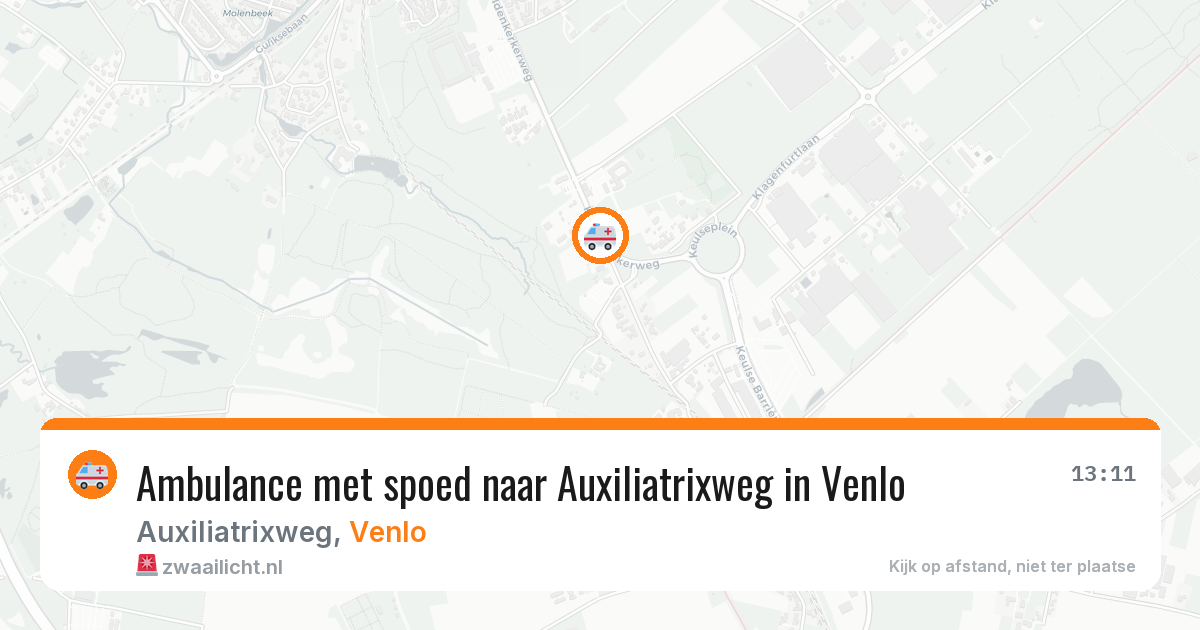 Ambulance met spoed naar Auxiliatrixweg in Venlo — 9 aug 2026