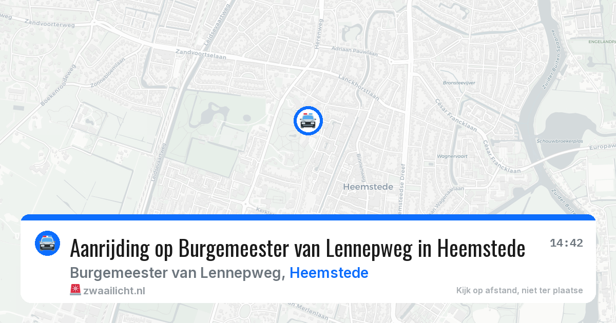 Aanrijding op Burgemeester van Lennepweg in Heemstede — 10 aug 2026