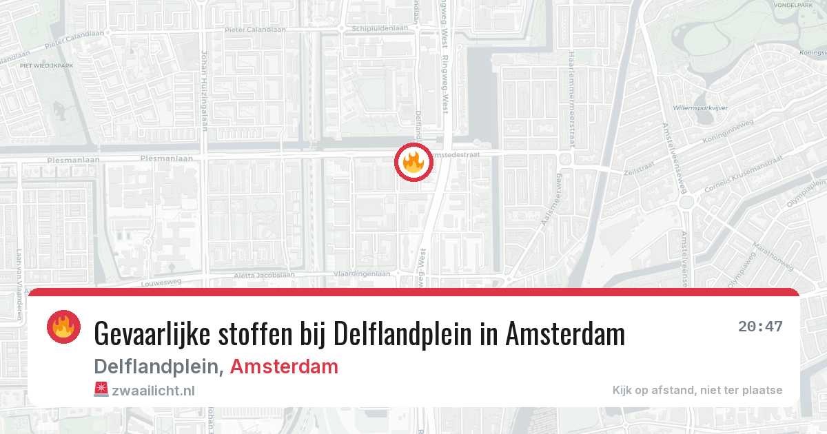 Gevaarlijke stoffen bij Delflandplein in Amsterdam — 14 mrt 2026