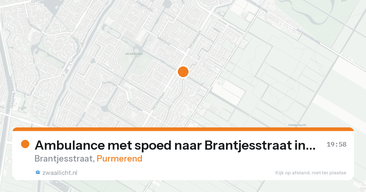 Ambulance met spoed naar Brantjesstraat in Purmerend — 20 aug 2026