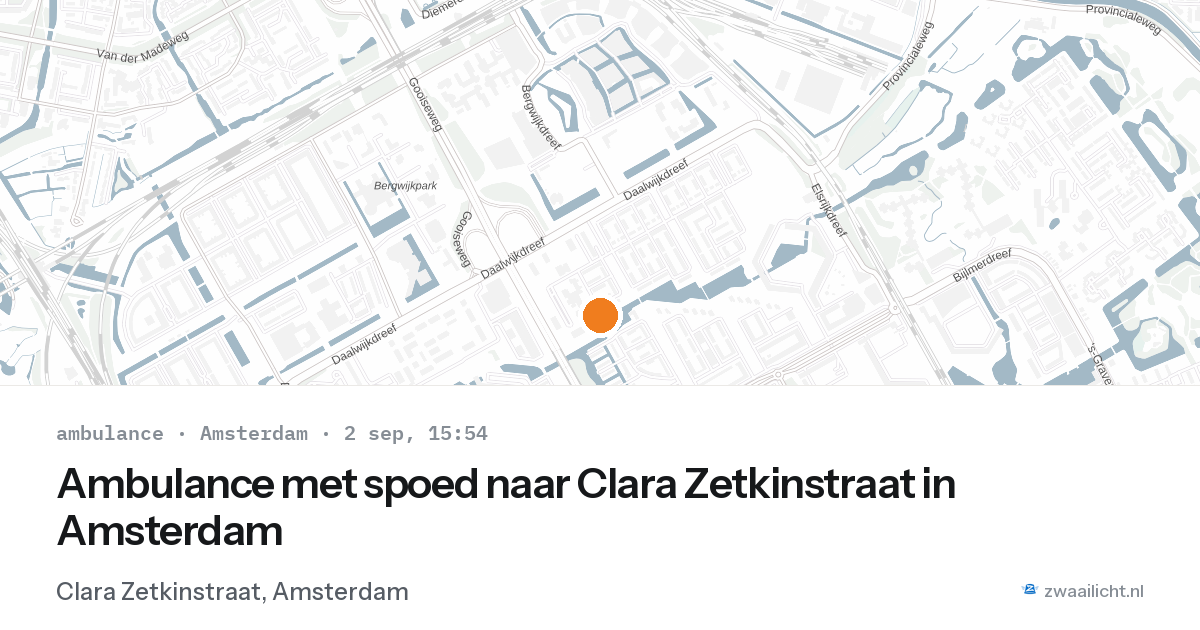 Ambulance met spoed naar Clara Zetkinstraat in Amsterdam — 2 sep 2026