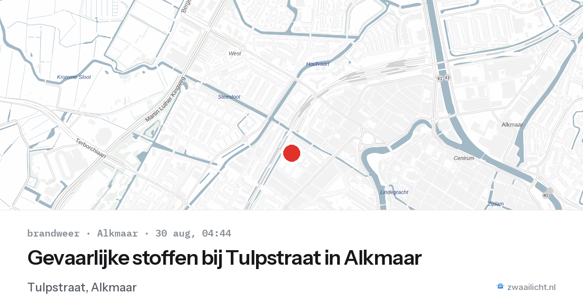 Gevaarlijke stoffen bij Tulpstraat in Alkmaar — 30 aug 2026