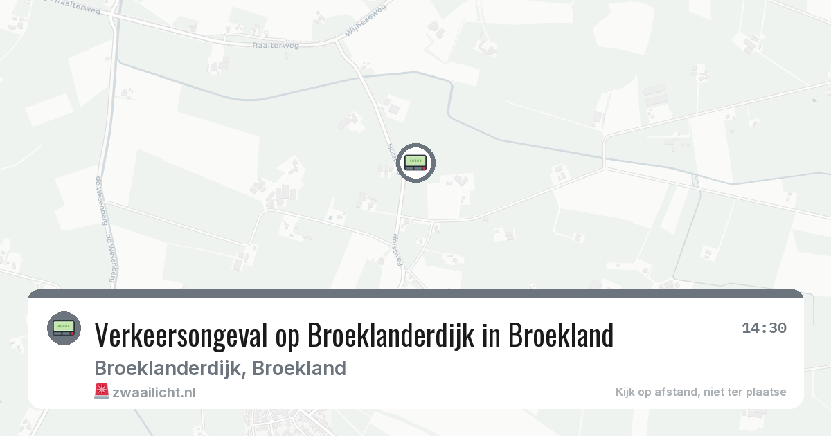 Verkeersongeval op Broeklanderdijk in Broekland — 6 aug 2026