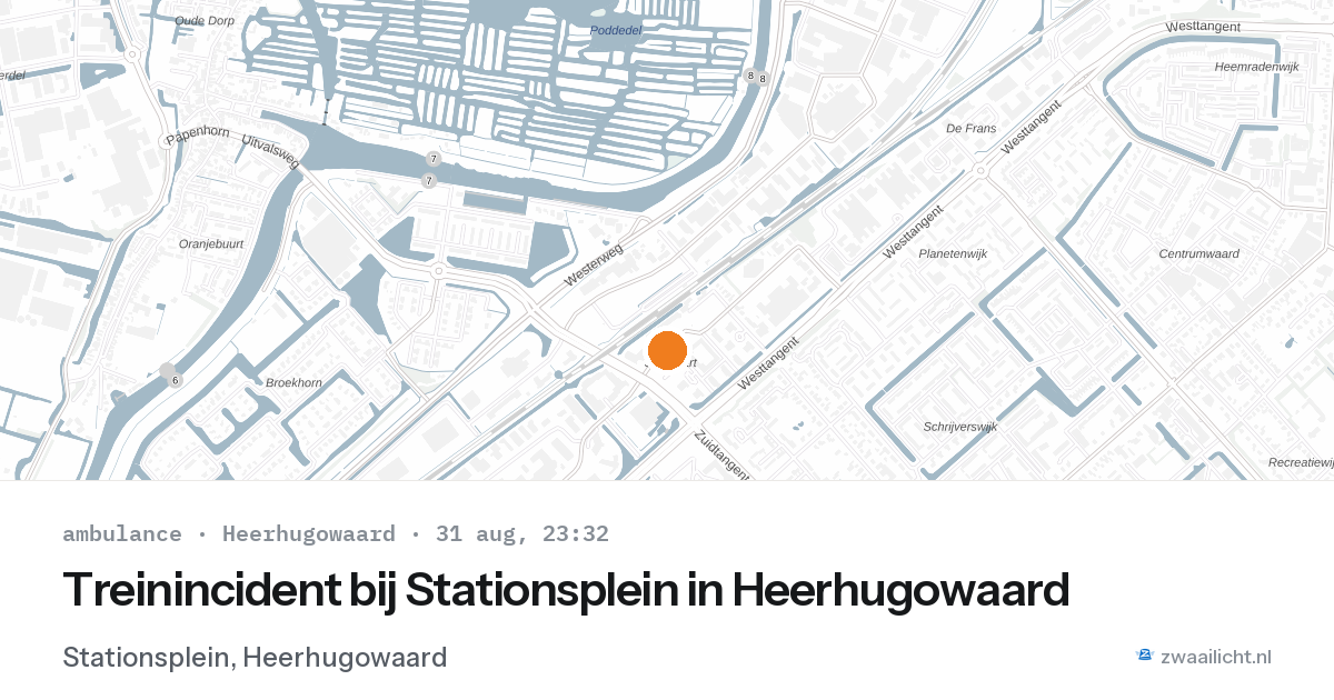 Treinincident bij Stationsplein in Heerhugowaard — 31 aug 2026