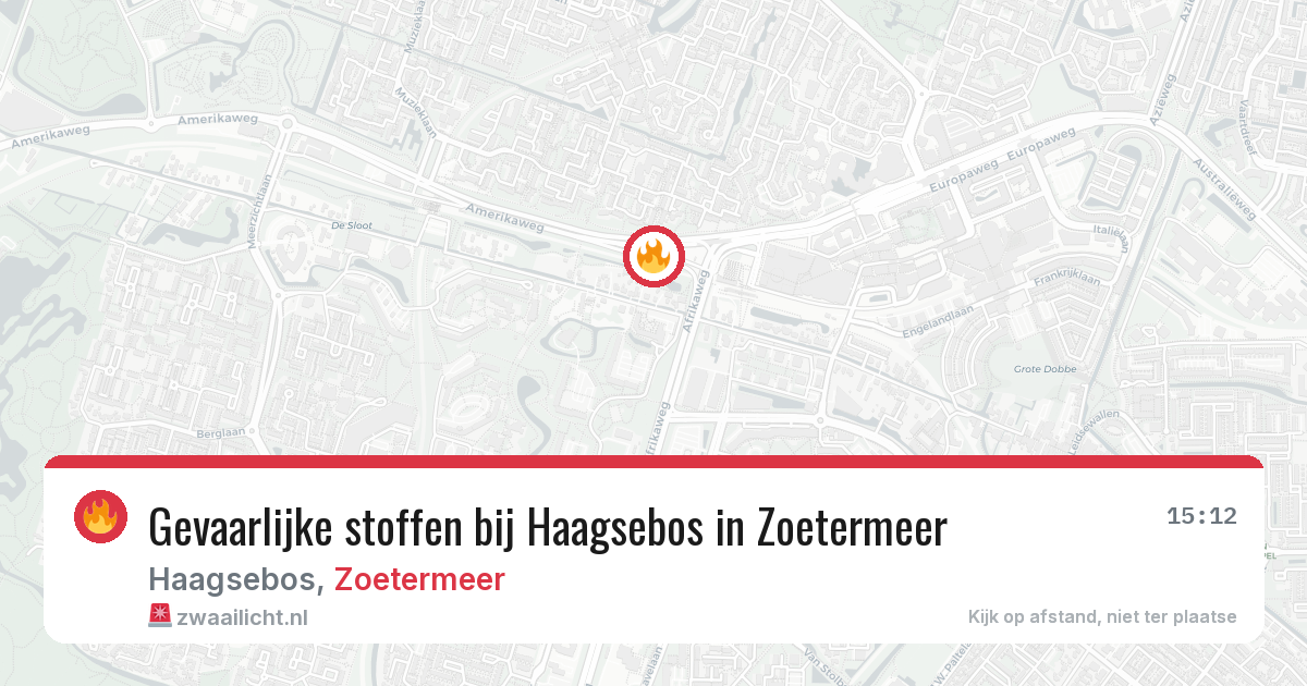 Gevaarlijke stoffen bij Haagsebos in Zoetermeer — 27 jun 2026