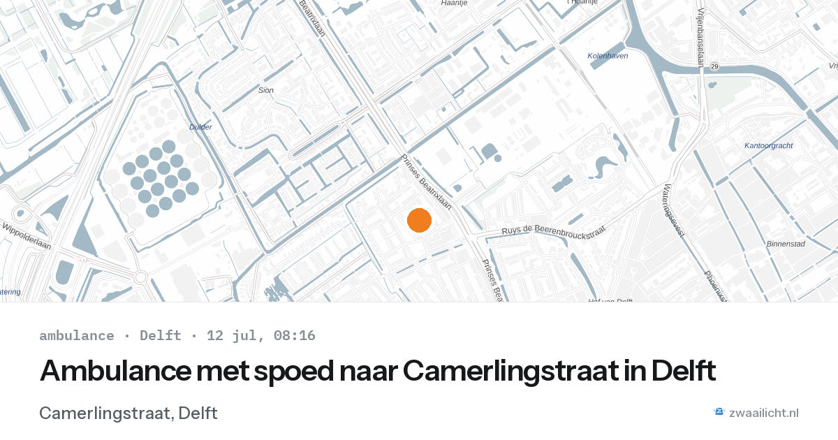 Ambulance met spoed naar Camerlingstraat in Delft — 12 jul 2026
