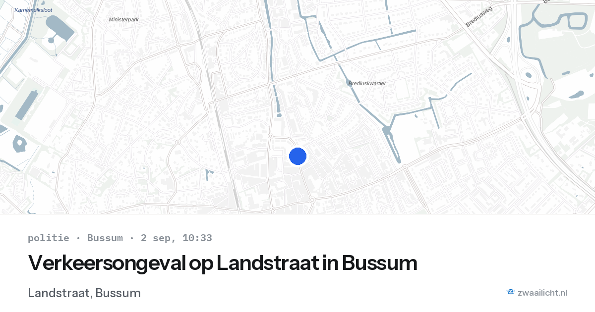 Verkeersongeval op Landstraat in Bussum — 2 sep 2026
