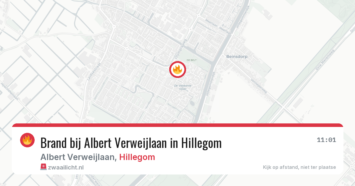 Brand bij Albert Verweijlaan in Hillegom — 9 aug 2026