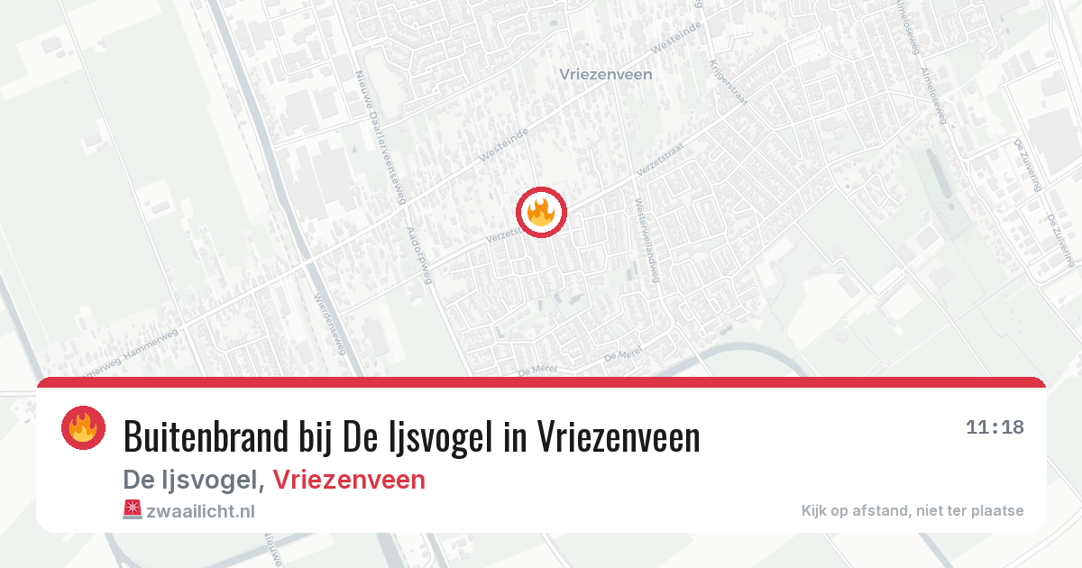 Buitenbrand bij De Ijsvogel in Vriezenveen — 4 jul 2026