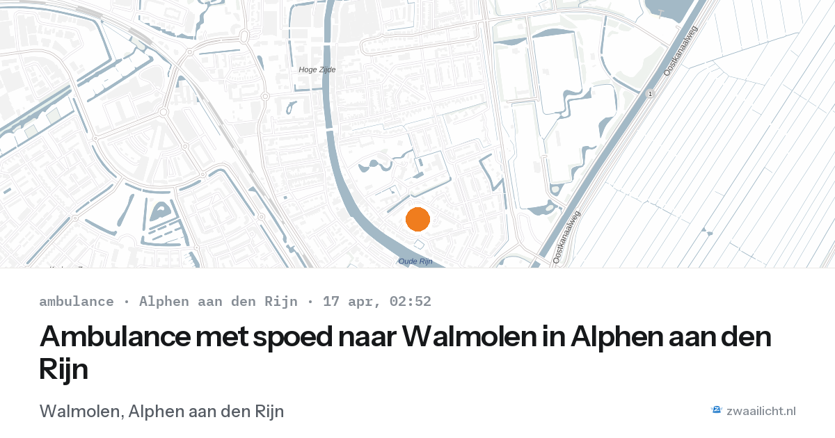 Ambulance met spoed naar Walmolen in Alphen aan den Rijn — 17 apr 2026